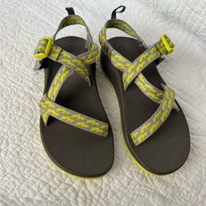 Chaco Kids' Sandals Z1 Ecotread Gray and Yellow Straps